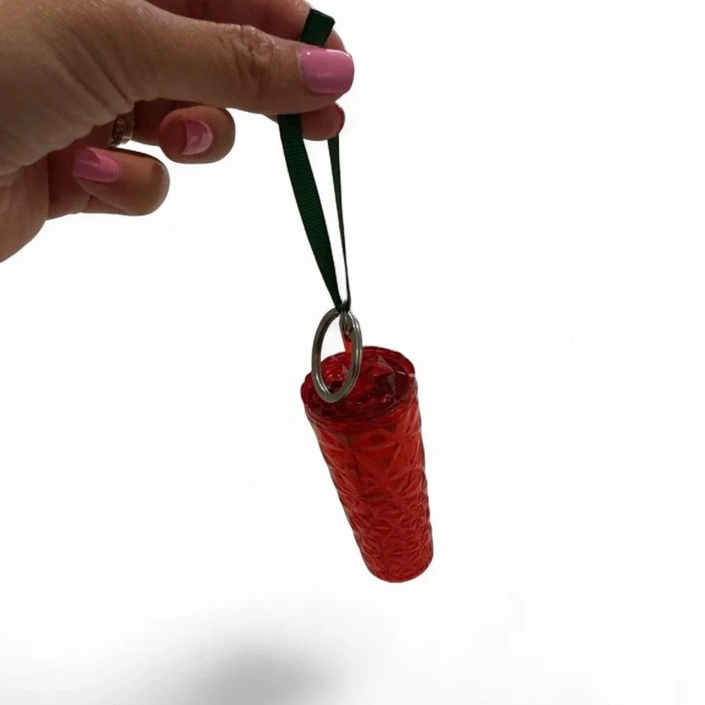 Starbucks Keychain Ornament OS Red Excellent Studded Mini Cup